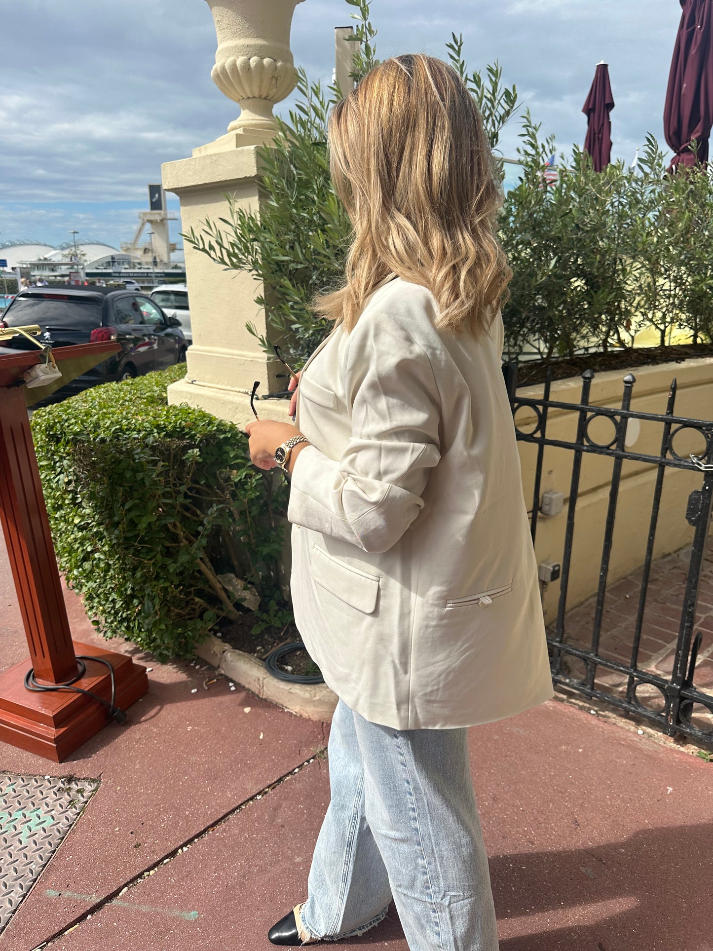 Blazer dos ouvert blanc