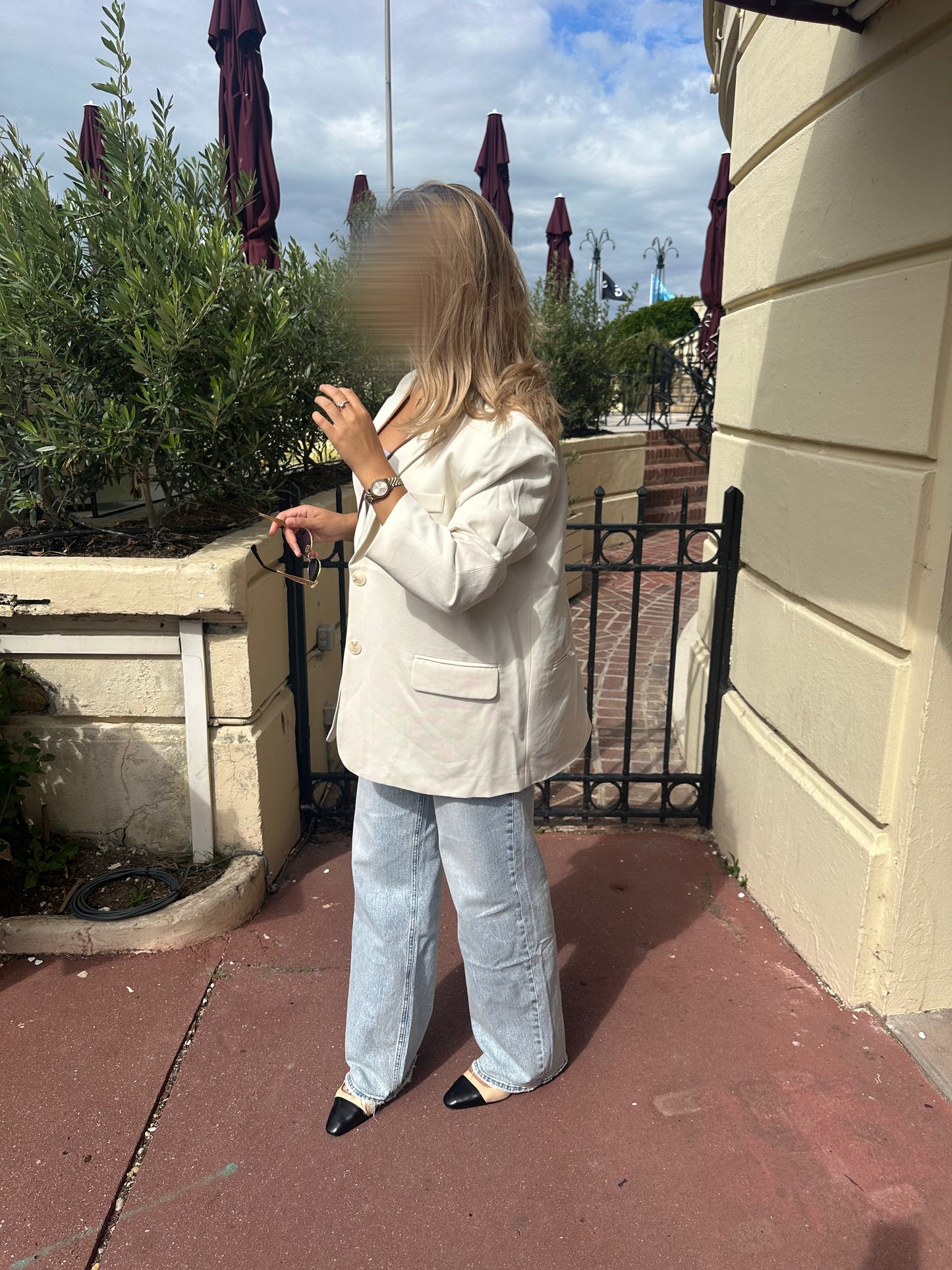 Blazer dos ouvert blanc