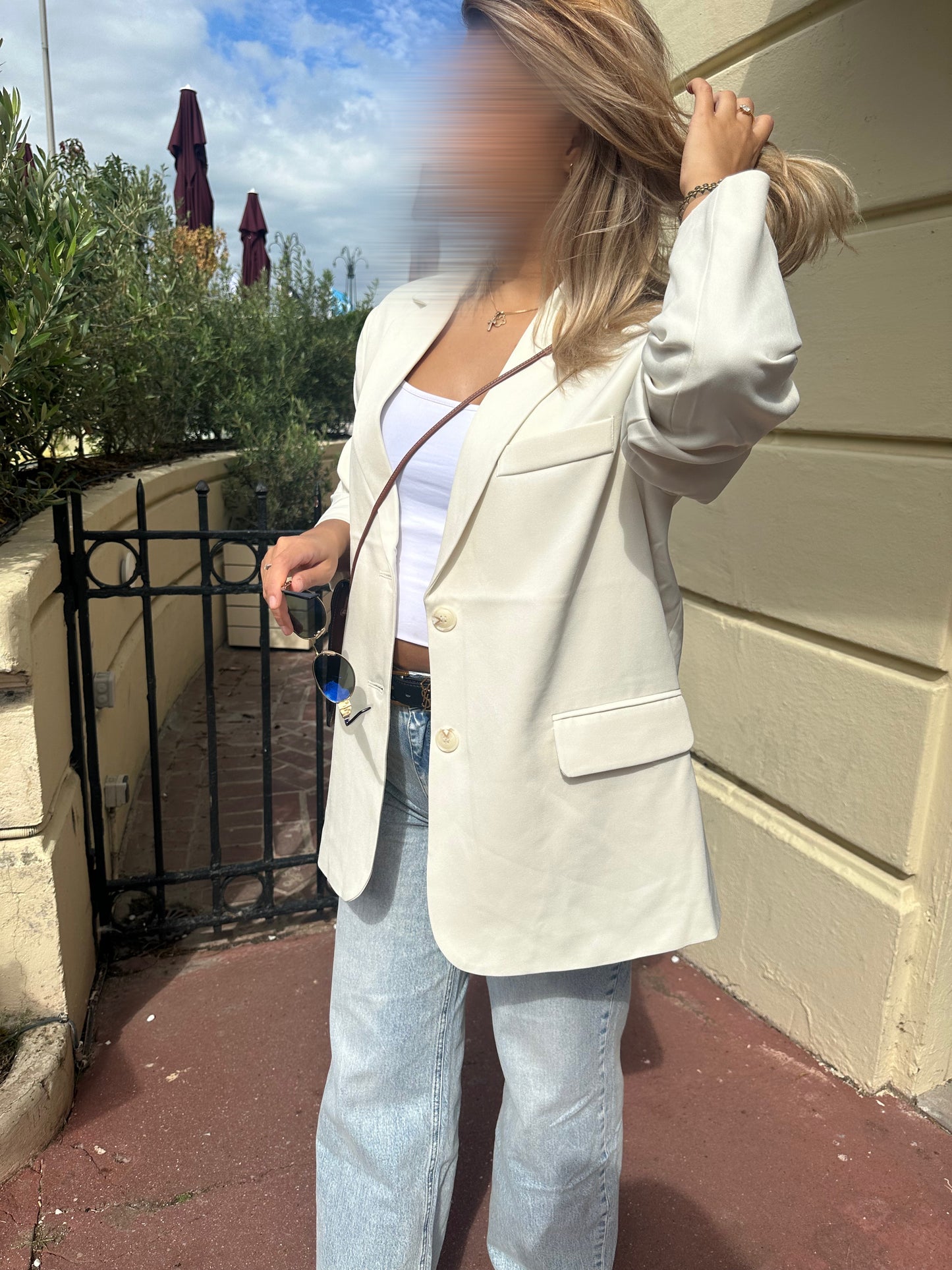Blazer dos ouvert blanc
