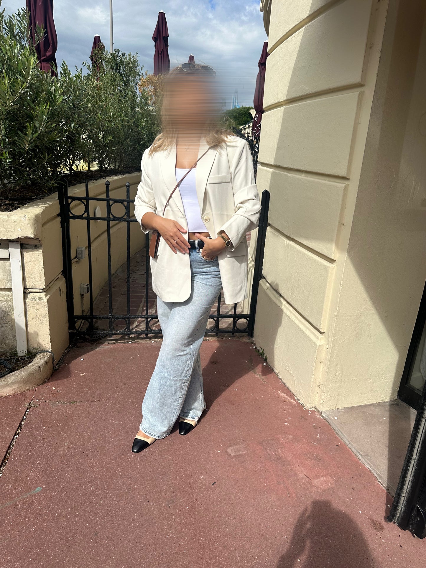 Blazer dos ouvert blanc